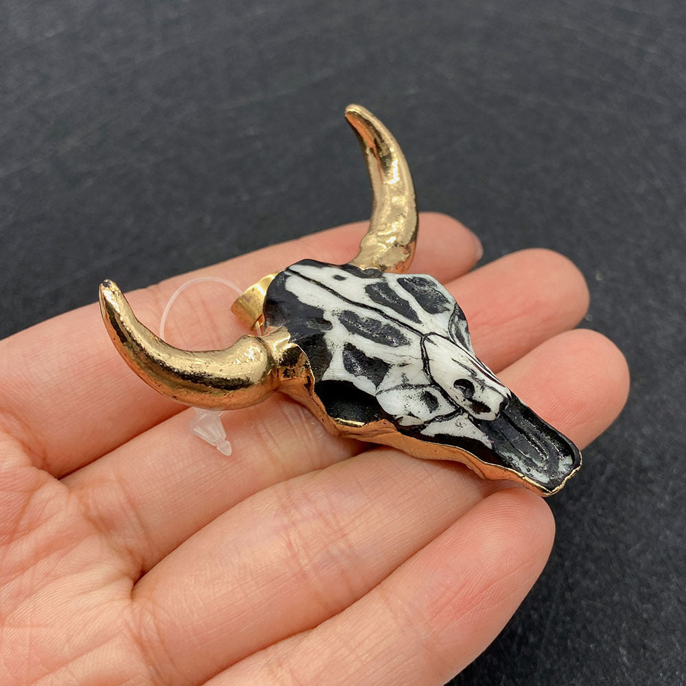 Wholesale 45×46mm Acrylic White Gold Bull Head Shape Melon Seed Buckle Pendant